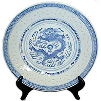NF Rice grain blue plate 25cm | 青花瓷盘[25cm] /个